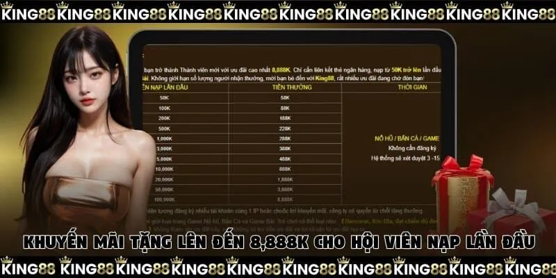Khuyến mãi tặng lên đến 8,888K cho hội viên nạp lần đầu