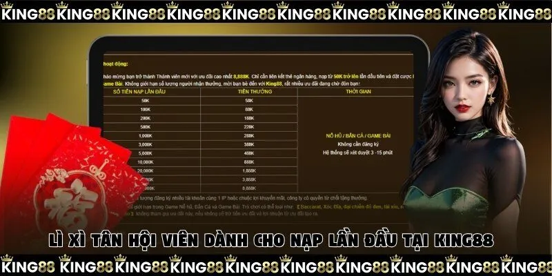 Lì xì tân hội viên dành cho nạp lần đầu tại King88